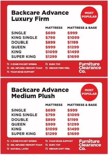 Backcare Advance Medium Plush Mattress and Base / Super King