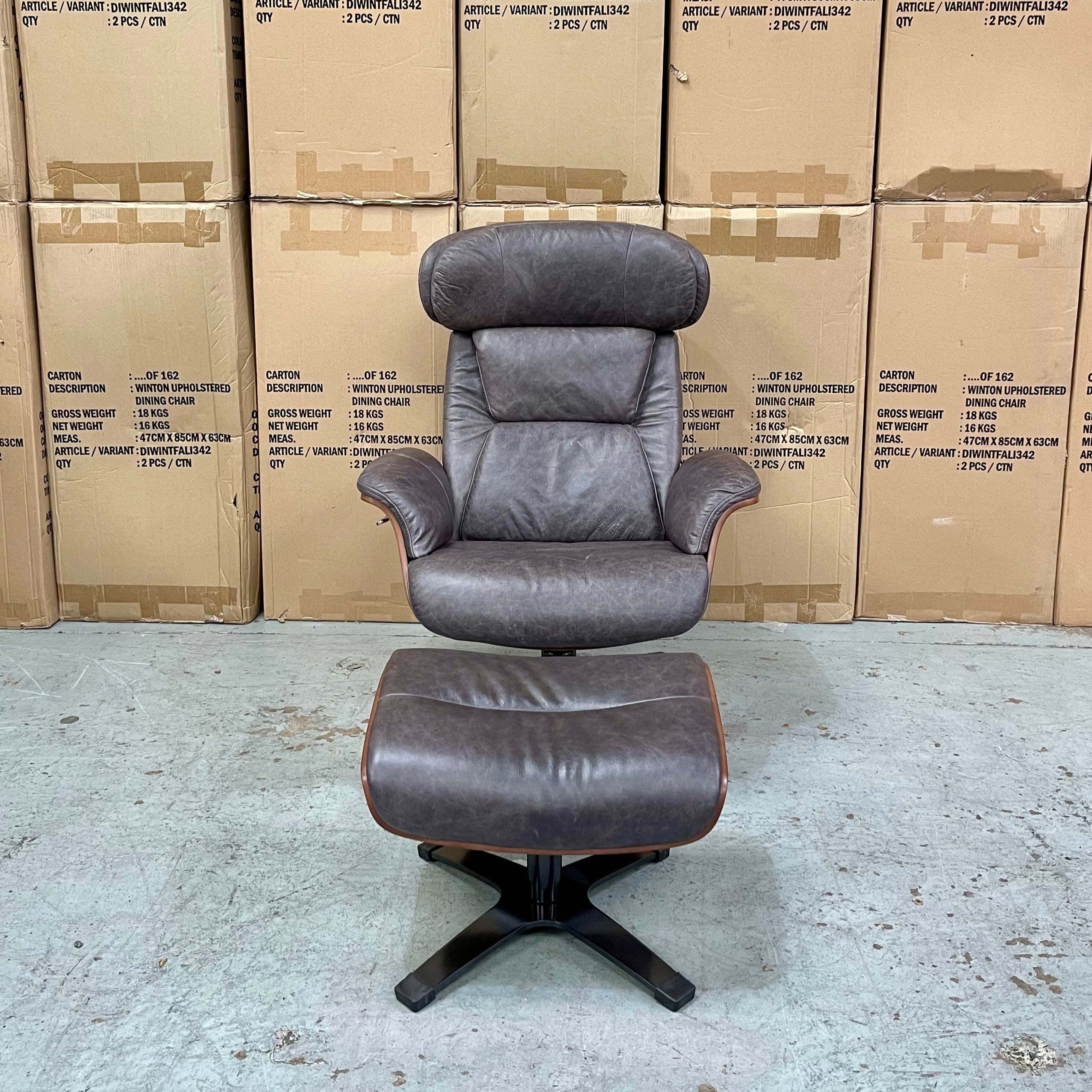 Leather Recliner Chair with Footstool